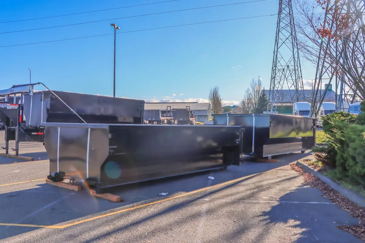 Roll-off dumpster ready for waste disposal at job site for Cleanout Dumpster Rental in Universal City